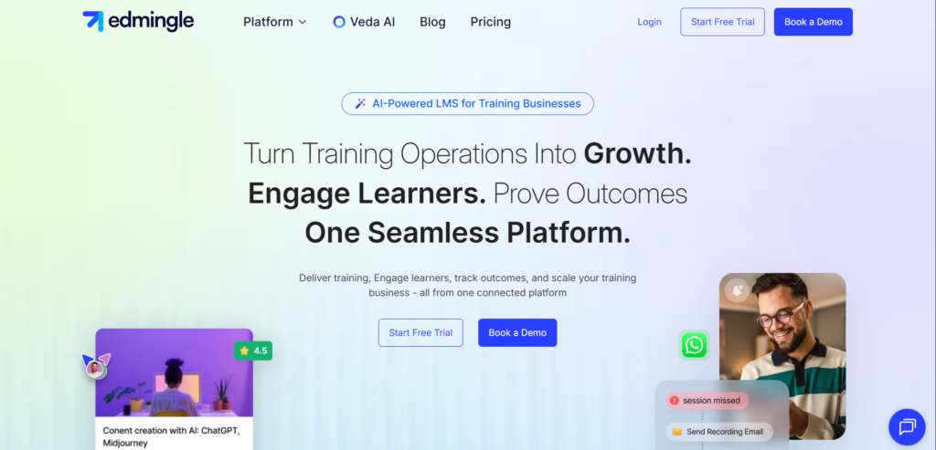 Edmingle platform landing page