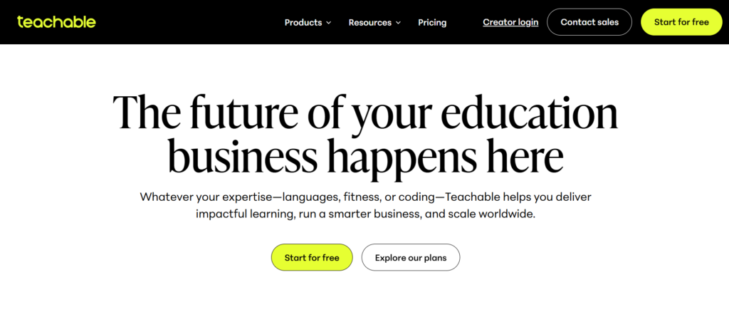 Teachable landing page