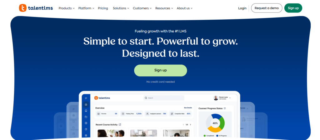 TalentLMS landing page