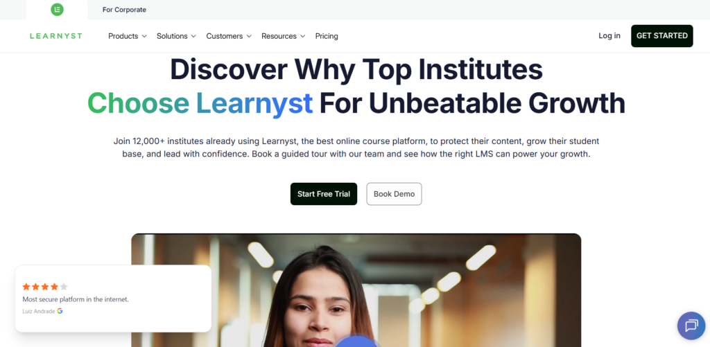 Learnyst landing page